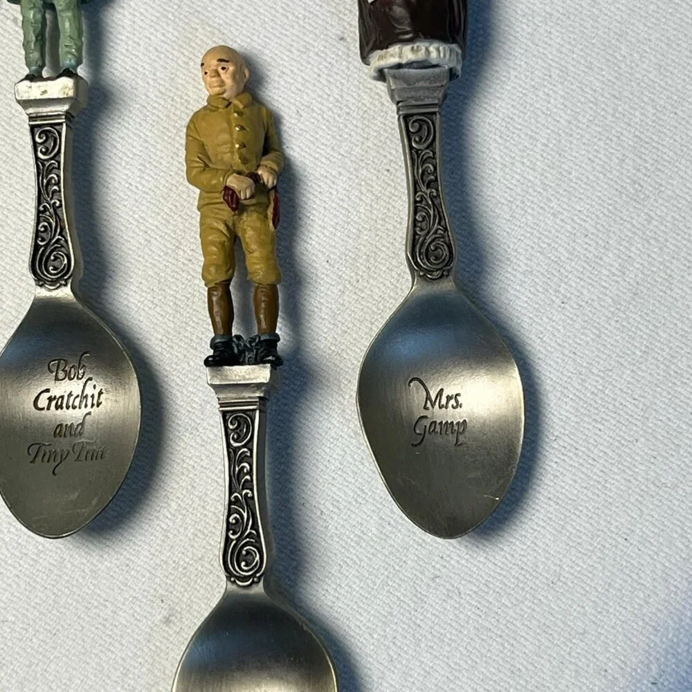 1981‎ Franklin Mint Charles Dickens Christmas Carol Set of 12 Pewter Spoons